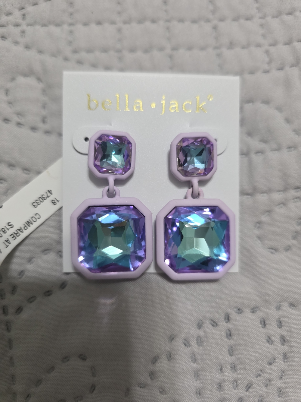 Purple Teal Gem Drop Earrings